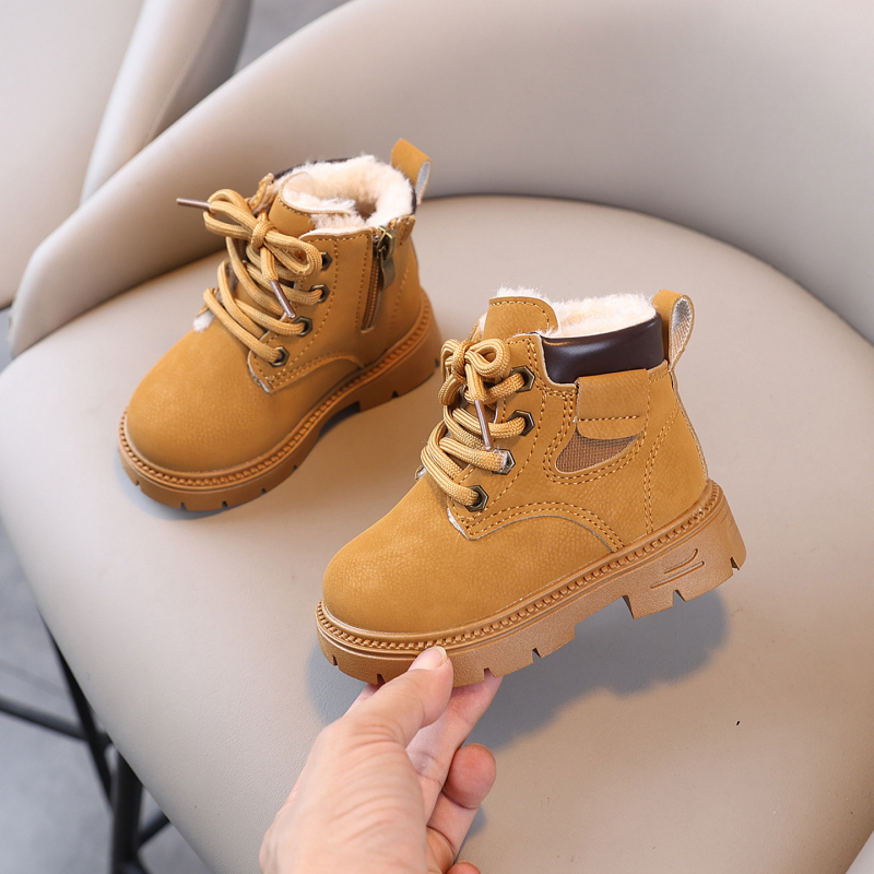 Cizme de iarnă pentru copii Martin, cu izolație groasă, partea superioară din piele sintetică moale, talpă cu bule, fermoar lateral, unisex