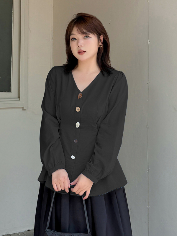 Női hosszúujjú ing V-nyakkal, pamut anyag, ősz 2025