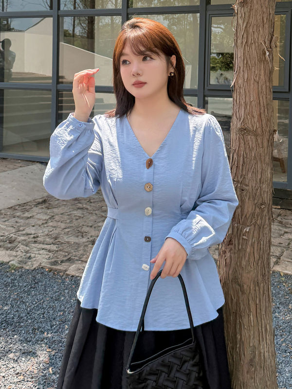 Női hosszúujjú ing V-nyakkal, pamut anyag, ősz 2025