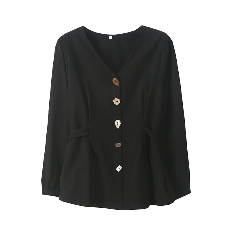 Női hosszúujjú ing V-nyakkal, pamut anyag, ősz 2025