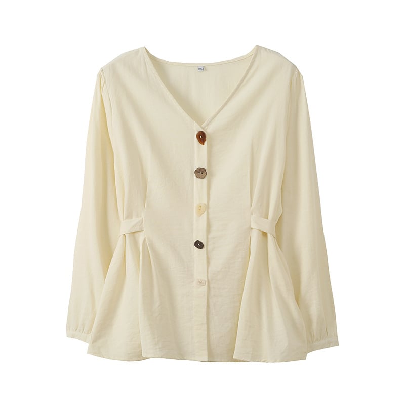 Női hosszúujjú ing V-nyakkal, pamut anyag, ősz 2025