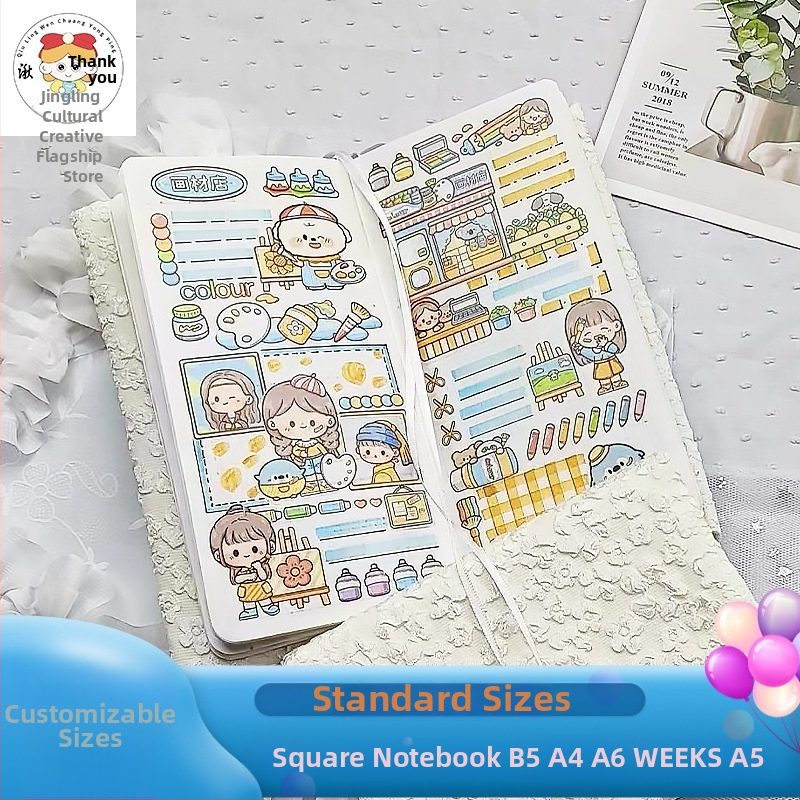 Qiu Ling ručne vyrobené ochranné puzdro na poznámkový blok, štvorcový tvar, nastaviteľný