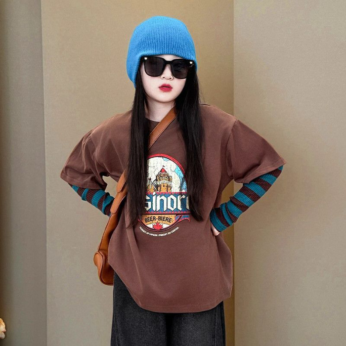 Kisgyerekek számára készült koreai stílusú két darabos szett: hosszú ujjú felső és nadrág, 2025 tavasz–ősz