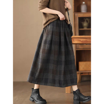 Sujin fustă lungă din lână, croială în A-line, toamna 2025, stil elegant pentru mers la serviciu