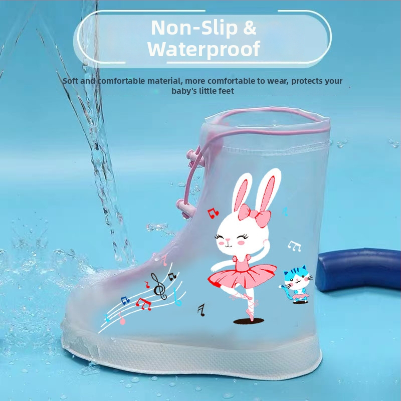 Detské nepremokavé návleky na dažďové čižmy, protišmykové, s predĺženým vysokým dizajnom, opakovane použiteľné