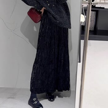 Fustă plisată în linie A, lungă, din poliester, conținut poliester 80-90%, Toamnă 2025.