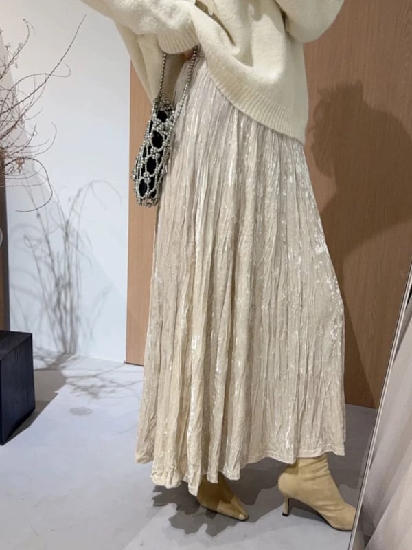 Fustă plisată în linie A, lungă, din poliester, conținut poliester 80-90%, Toamnă 2025.