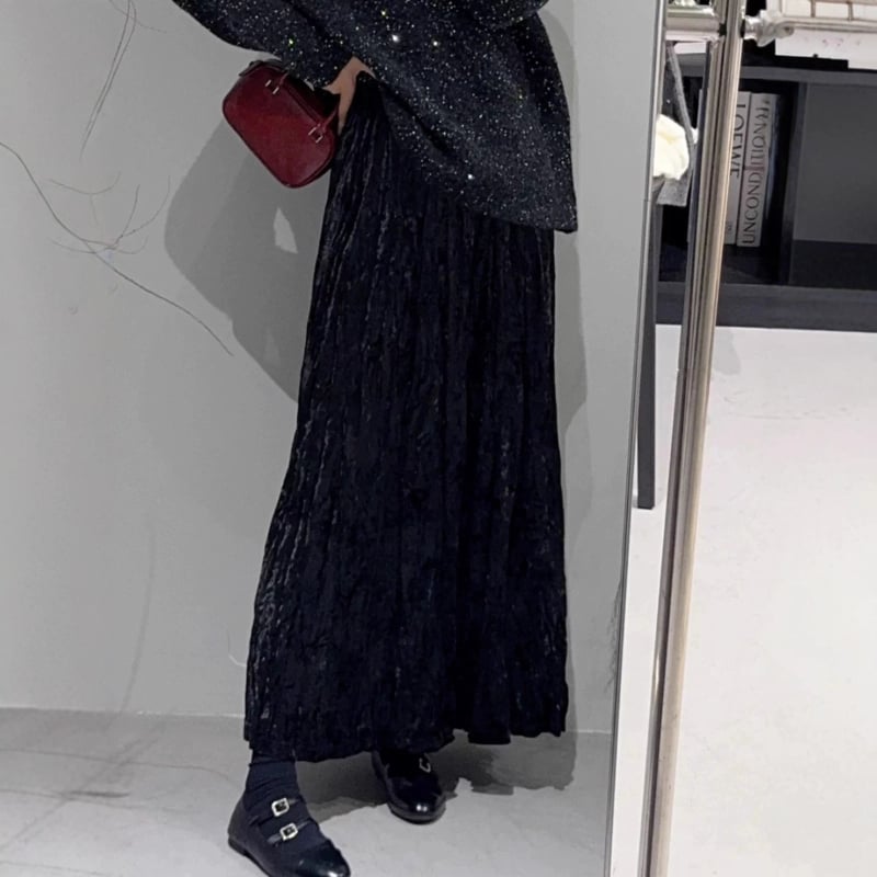 Fustă plisată în linie A, lungă, din poliester, conținut poliester 80-90%, Toamnă 2025.