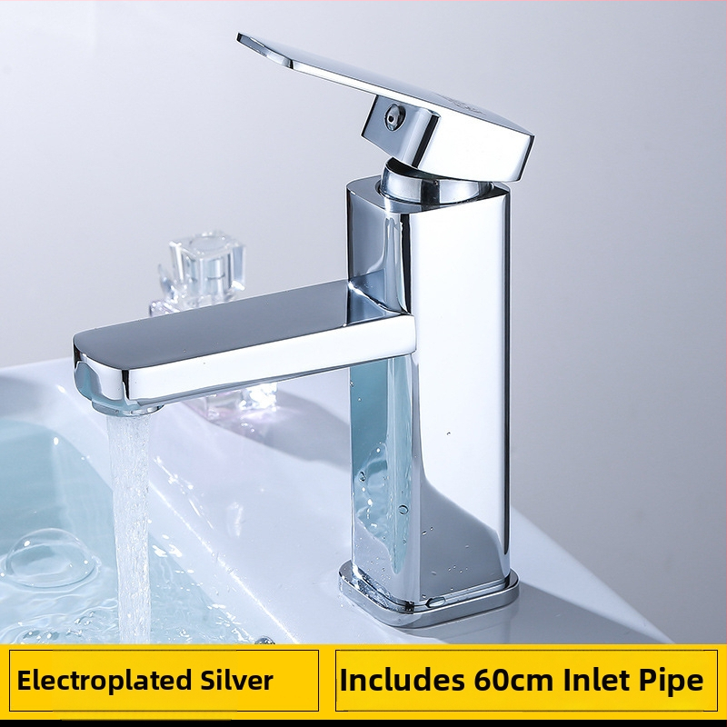 Robinet pentru chiuvetă din oțel inoxidabil — model patrul, robinet amestecător cu disc ceramic, montaj tip șezut/în picioare, mecanism de ridicare