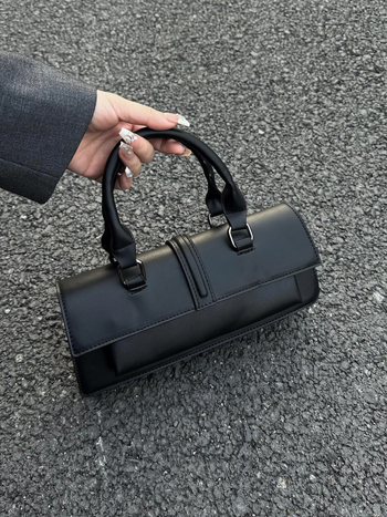 Geantă PU unisex, stil franțuzesc retro, formă orizontal pătrată, închidere cu clapetă, toamna 2025