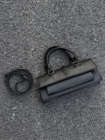 Geantă PU unisex, stil franțuzesc retro, formă orizontal pătrată, închidere cu clapetă, toamna 2025