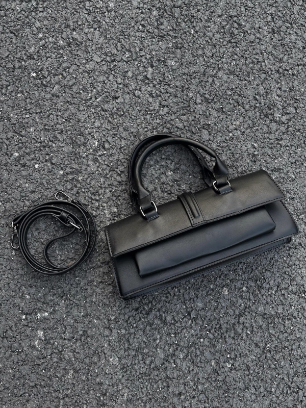 Geantă PU unisex, stil franțuzesc retro, formă orizontal pătrată, închidere cu clapetă, toamna 2025