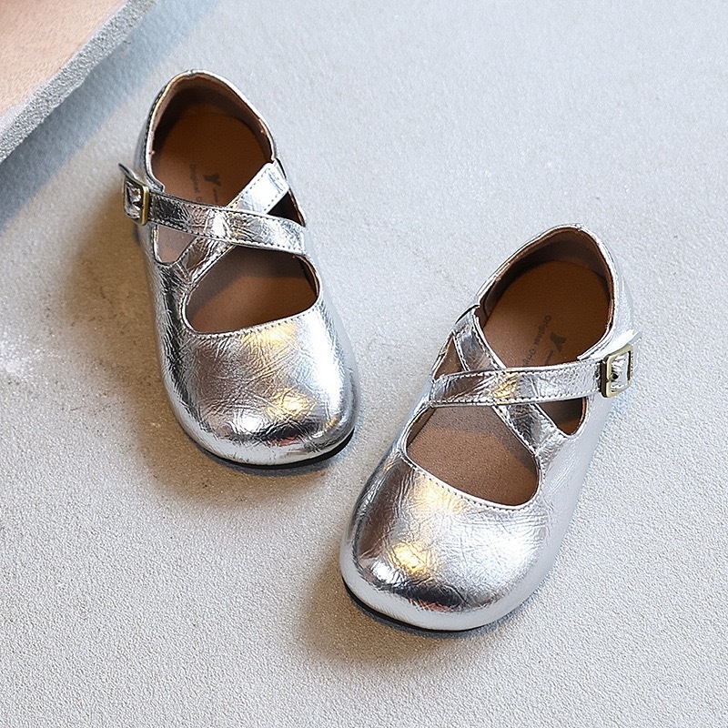 Pantofi pentru prințese pentru copii cu curele încrucișate, pentru primăvară 2025 — partea superioară din microfibră, talpă din cauciuc, închidere Velcro, respirabili, anti-alunecare (0–12 ani)