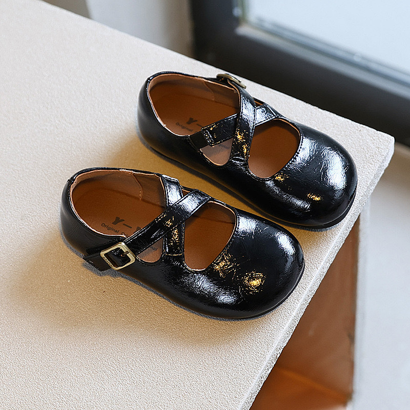 Pantofi pentru prințese pentru copii cu curele încrucișate, pentru primăvară 2025 — partea superioară din microfibră, talpă din cauciuc, închidere Velcro, respirabili, anti-alunecare (0–12 ani)