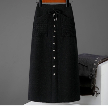 Fustă tricotată pentru femei, model 3D, poliester, evazată, lungime medie