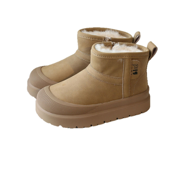 Cizme unisex pentru copii, iarnă impermeabile pentru zăpadă, căptușite cu fleece, partea superioară din piele microfibră, talpă din cauciuc