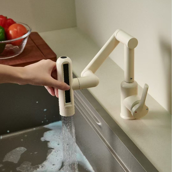 Robinet pentru chiuvetă, din oțel inoxidabil, nucleu ceramic al valvei, 0–90°C, 0,8 MPa, design cu articulație unică