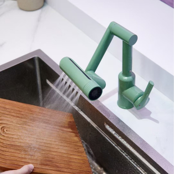 Robinet pentru chiuvetă, din oțel inoxidabil, nucleu ceramic al valvei, 0–90°C, 0,8 MPa, design cu articulație unică