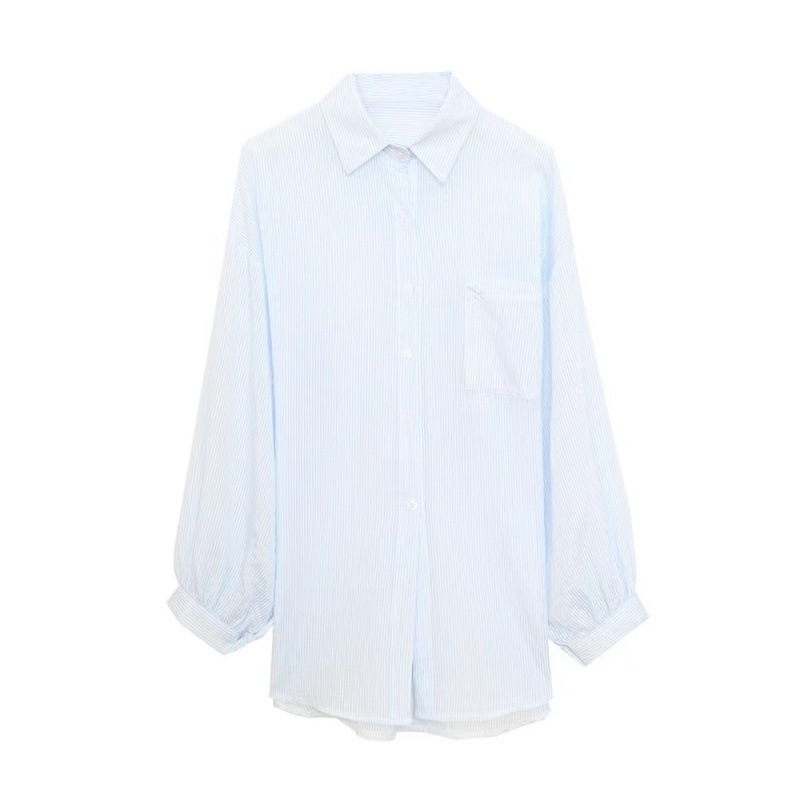 Cămașă Ice Silk cu protecție UV – croială lejeră, mâneci lungi, model dungile/karo, amestec poliester-spandex-cotton, nasturi pe un singur rând