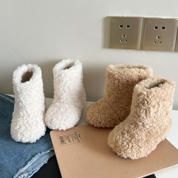 Ghete de iarnă pentru fetițe - până la gambe, partea superioară din bumbac, rezistente la frig, stil neutru, pentru 1–3 ani