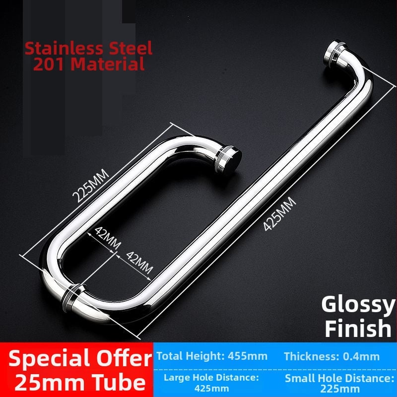 Mâner pentru ușă de sticlă de duș, oțel inoxidabil 304, finisaj lucios/periat, model XQZ-YSLS-010