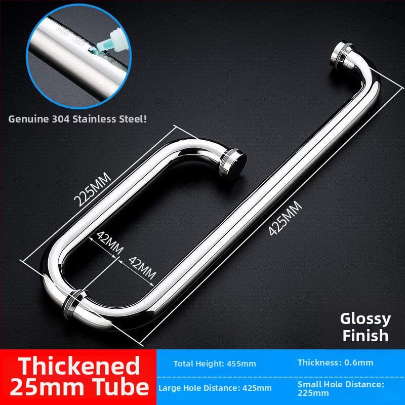 Mâner pentru ușă de sticlă de duș, oțel inoxidabil 304, finisaj lucios/periat, model XQZ-YSLS-010