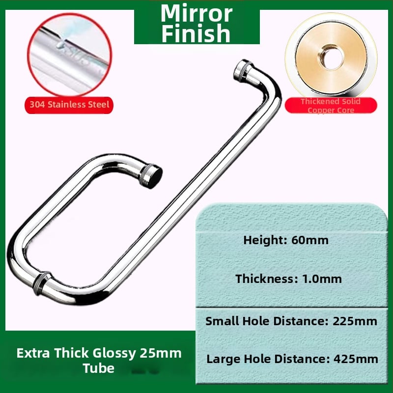 Mâner pentru ușă de sticlă de duș, oțel inoxidabil 304, finisaj lucios/periat, model XQZ-YSLS-010
