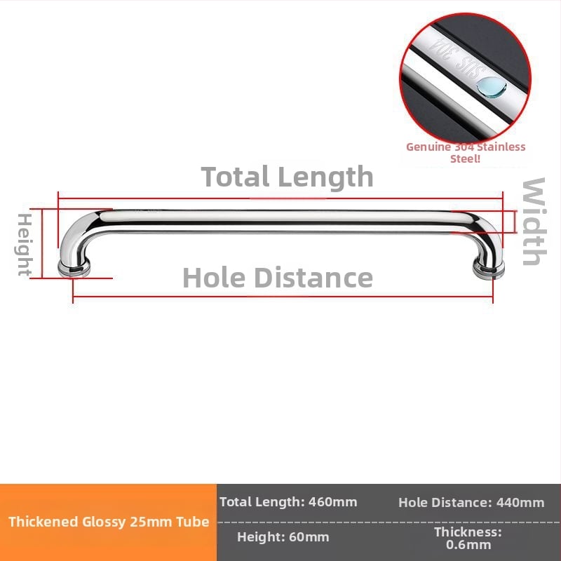Mâner pentru ușă de sticlă de duș, oțel inoxidabil 304, finisaj lucios/periat, model XQZ-YSLS-010