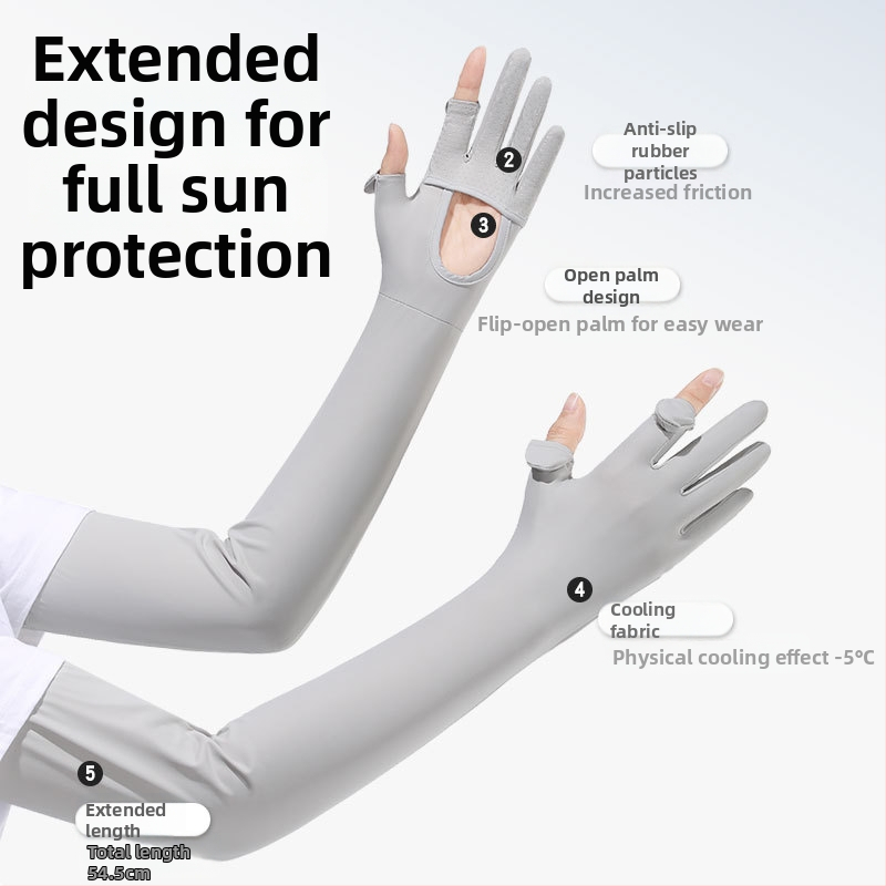 Μανίκια προστασίας από τον ήλιο για το μπράτσο, Anti-UV, ελαφριά και διαπνοή, αντιολισθητικά, συμβατές με οθόνη αφής, Ice Silk/Nylon (81–95%), Άνοιξη 2025