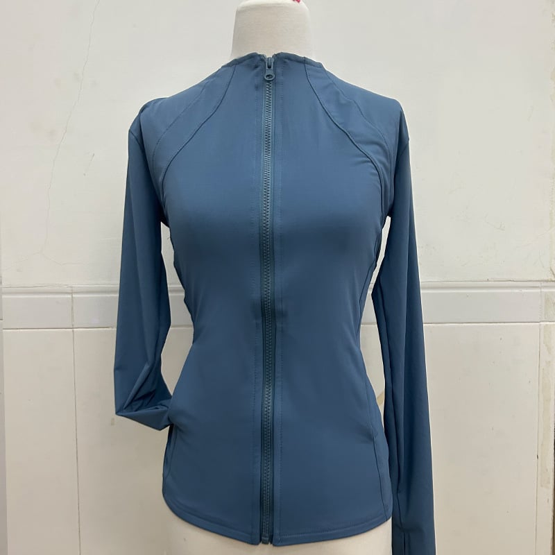 Geacă/jachetă de yoga pentru femei, protecție solară UPF50+, croială slim-fit, guler înalt, țesătură Ice Silk, mâneci lungi, primăvara 2025