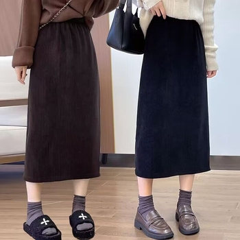 Fustă Chenille A-line, lungime midi, micro-elastică, iarnă 2023