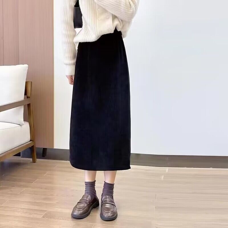 Fustă Chenille A-line, lungime midi, micro-elastică, iarnă 2023