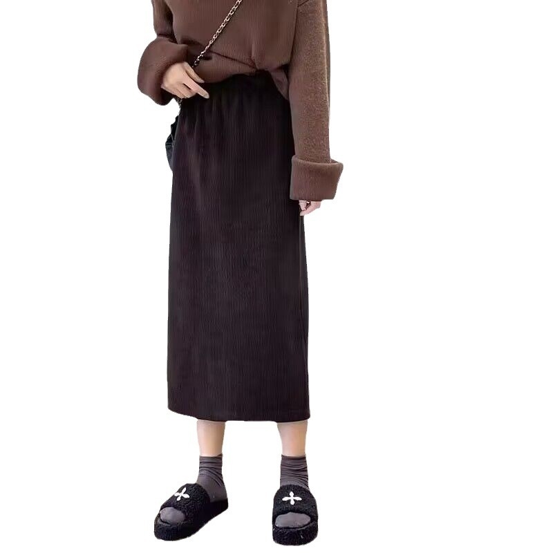 Fustă Chenille A-line, lungime midi, micro-elastică, iarnă 2023