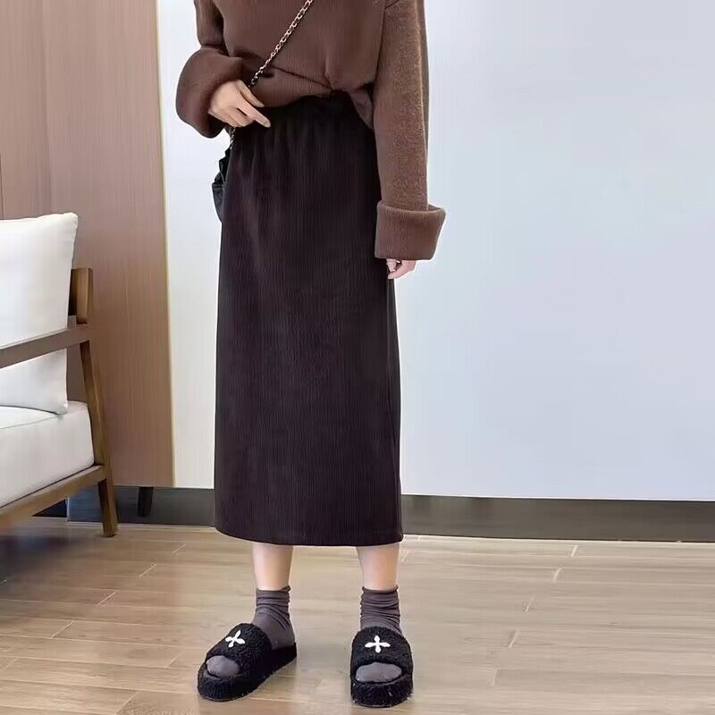 Fustă Chenille A-line, lungime midi, micro-elastică, iarnă 2023