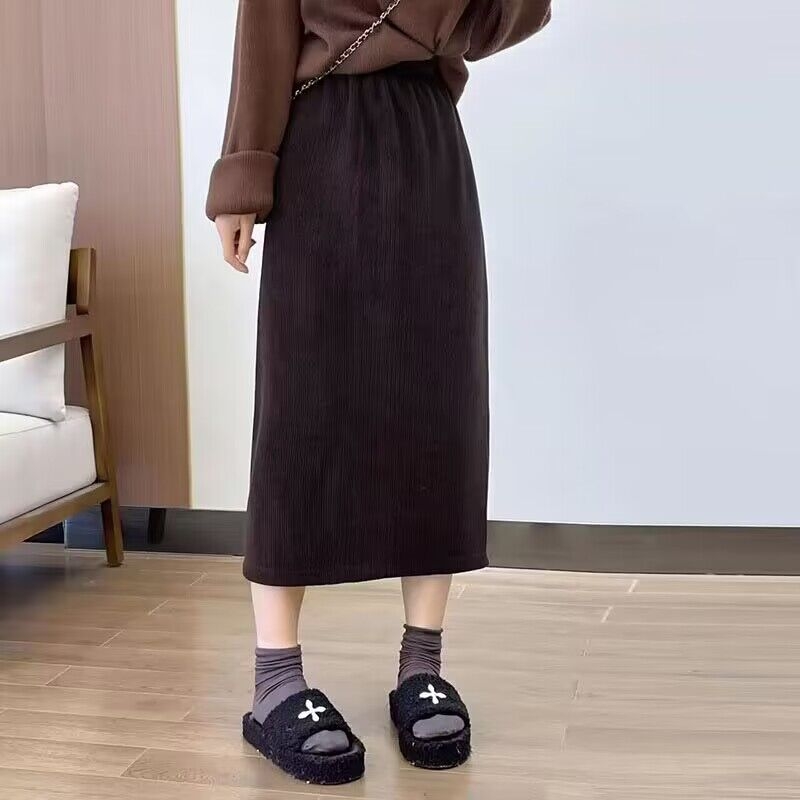 Fustă Chenille A-line, lungime midi, micro-elastică, iarnă 2023