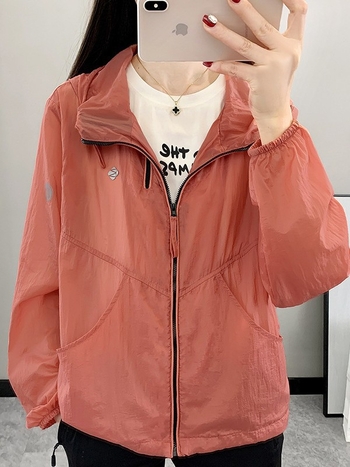 Γυναικεία εξωτερική ανεμοκάλυψη με κουκούλα, προστασία από τον ήλιο, γρήγορο στέγνωμα, διαπνέον νάιλον