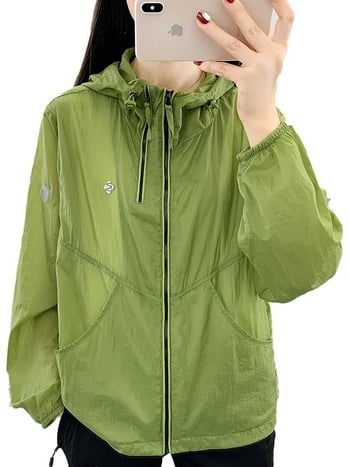 Γυναικεία εξωτερική ανεμοκάλυψη με κουκούλα, προστασία από τον ήλιο, γρήγορο στέγνωμα, διαπνέον νάιλον