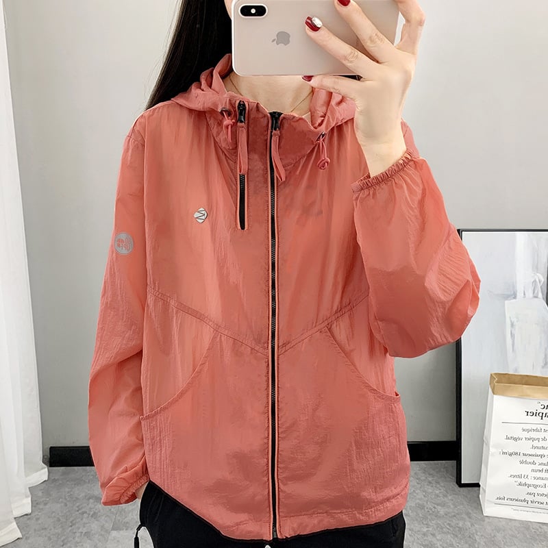 Γυναικεία εξωτερική ανεμοκάλυψη με κουκούλα, προστασία από τον ήλιο, γρήγορο στέγνωμα, διαπνέον νάιλον