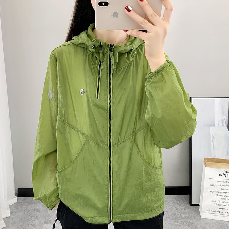 Γυναικεία εξωτερική ανεμοκάλυψη με κουκούλα, προστασία από τον ήλιο, γρήγορο στέγνωμα, διαπνέον νάιλον