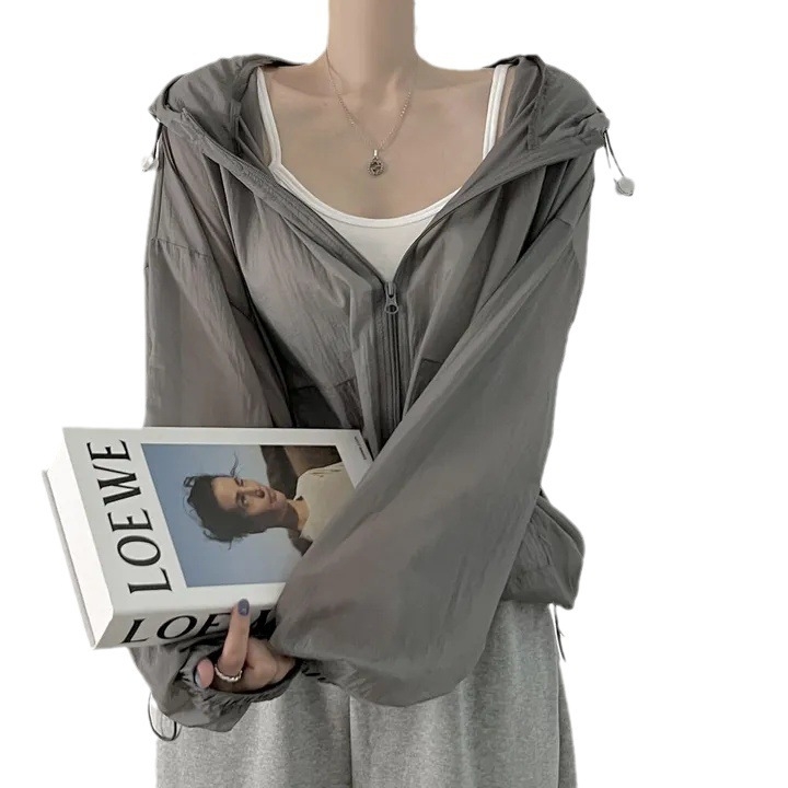 Îmbrăcăminte de protecție solară pentru femei - jachetă UV în stil coreean, croială lejeră, mâneci lungi, 90-95% poliester