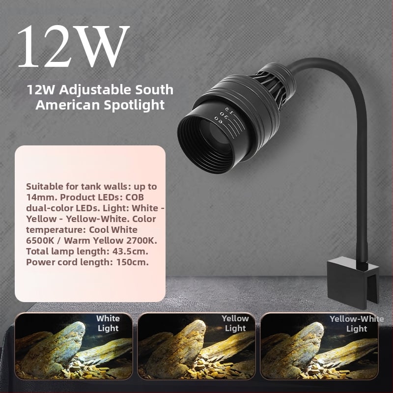 LED Κλιπ Φως για Ενυδρείο - Αλουμινίου Κράμα, 5W, Χρονοδιακόπτης, Ρυθμιζόμενο Εστιακό, Τριχρωμα Ρύθμιση