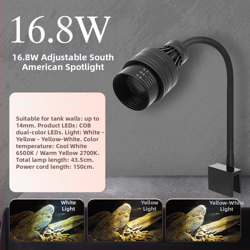 LED Κλιπ Φως για Ενυδρείο - Αλουμινίου Κράμα, 5W, Χρονοδιακόπτης, Ρυθμιζόμενο Εστιακό, Τριχρωμα Ρύθμιση