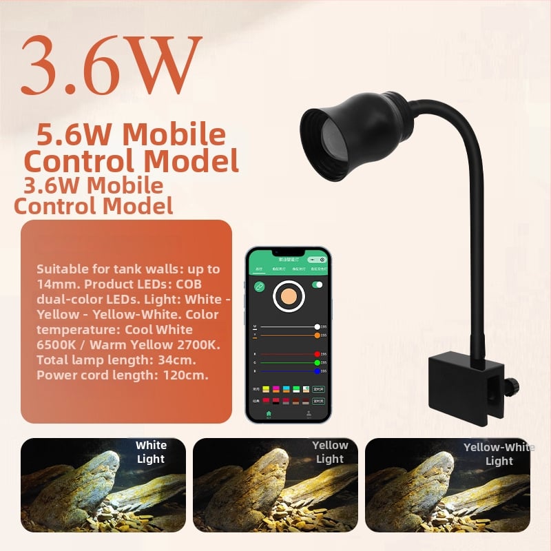 LED Κλιπ Φως για Ενυδρείο - Αλουμινίου Κράμα, 5W, Χρονοδιακόπτης, Ρυθμιζόμενο Εστιακό, Τριχρωμα Ρύθμιση