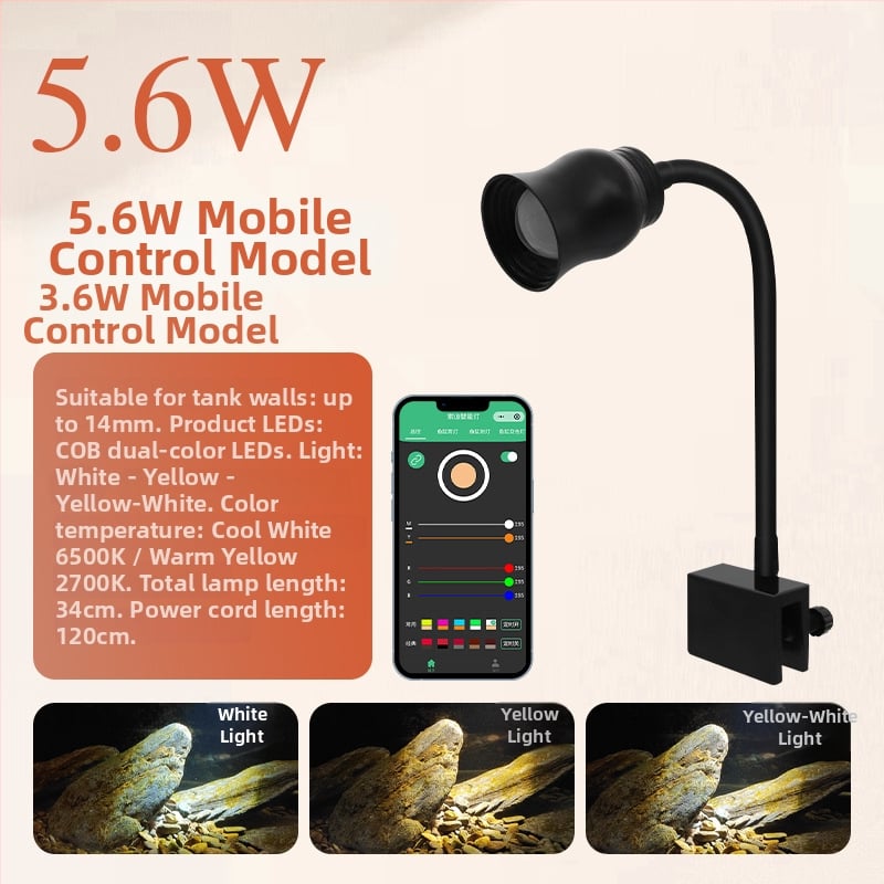 LED Κλιπ Φως για Ενυδρείο - Αλουμινίου Κράμα, 5W, Χρονοδιακόπτης, Ρυθμιζόμενο Εστιακό, Τριχρωμα Ρύθμιση