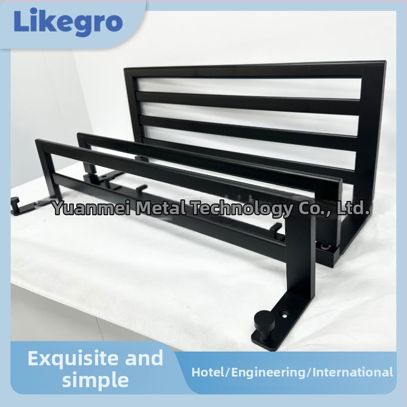 Κρεμάστρα πετσετών με διπλό πτυσσόμενο και αποθηκευτικό χώρο — αλουμινένιο κράμα, φινίρισμα πλαστικό ψεκασμός, σετ δύο τεμαχίων, μοντέρνο μινιμαλισμός