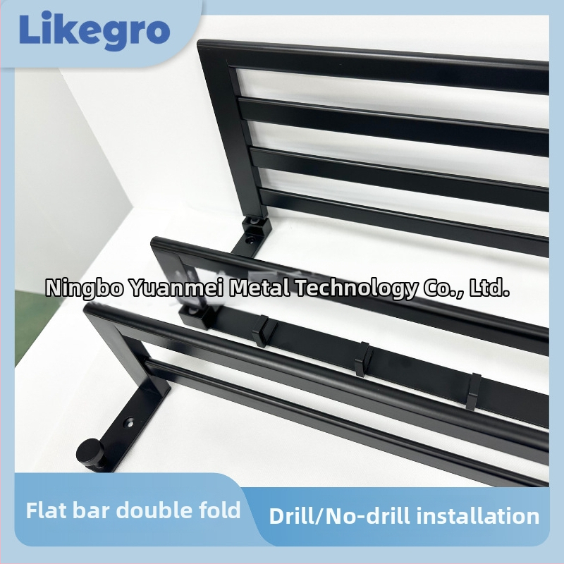 Κρεμάστρα πετσετών με διπλό πτυσσόμενο και αποθηκευτικό χώρο — αλουμινένιο κράμα, φινίρισμα πλαστικό ψεκασμός, σετ δύο τεμαχίων, μοντέρνο μινιμαλισμός