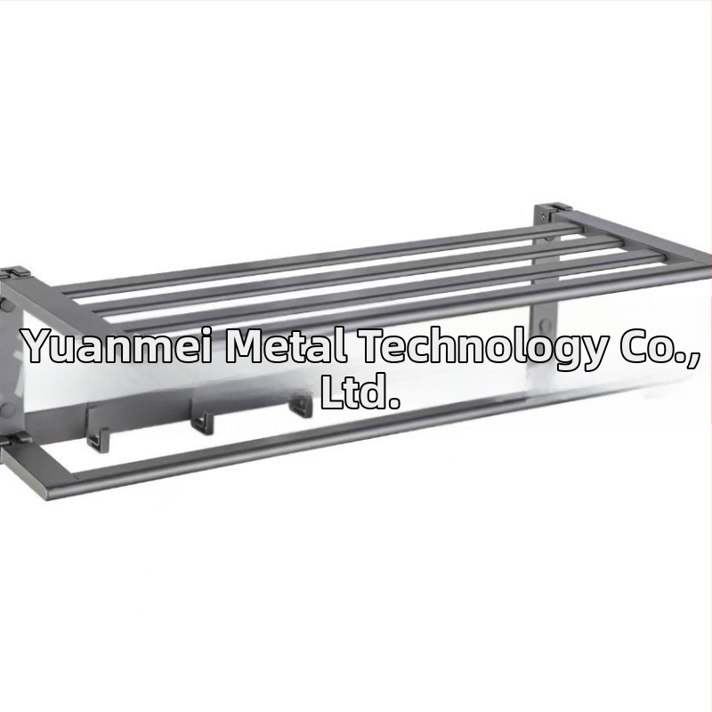 Κρεμάστρα πετσετών με διπλό πτυσσόμενο και αποθηκευτικό χώρο — αλουμινένιο κράμα, φινίρισμα πλαστικό ψεκασμός, σετ δύο τεμαχίων, μοντέρνο μινιμαλισμός