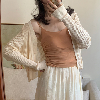 Topa Rabbit Cardigan tricotat, croială lejeră, lungime scurtă, UPF50+ Protecție solară, Amestec viscoză-nylon, Țesătură Ice Silk