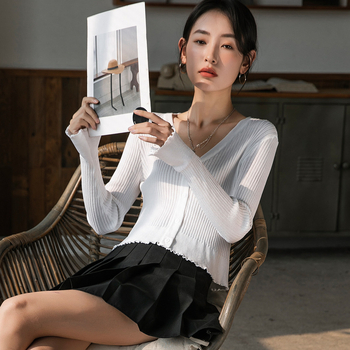 Topa Rabbit Cardigan tricotat, croială lejeră, lungime scurtă, UPF50+ Protecție solară, Amestec viscoză-nylon, Țesătură Ice Silk