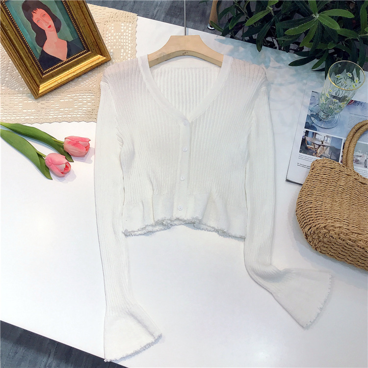 Topa Rabbit Cardigan tricotat, croială lejeră, lungime scurtă, UPF50+ Protecție solară, Amestec viscoză-nylon, Țesătură Ice Silk